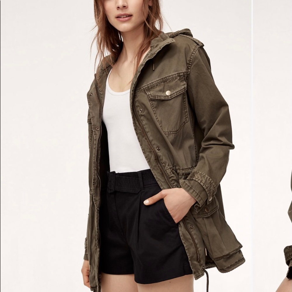 Aritzia XS hooded army jacket anorak